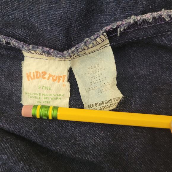 Kidstuff Vintage Purple Overalls 9 Months Heart & Butterfly Patches Pink Buttons - Picture 6 of 10